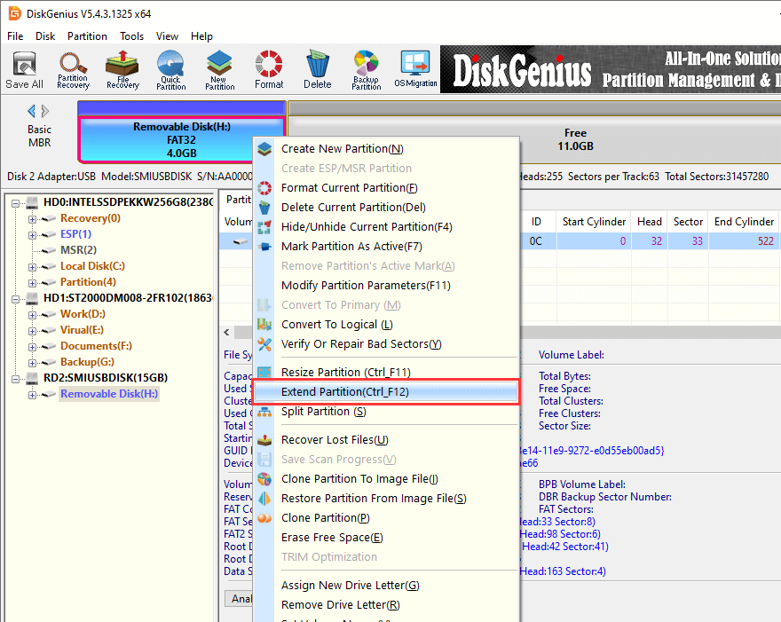 How to restore USB drive back to full capacity