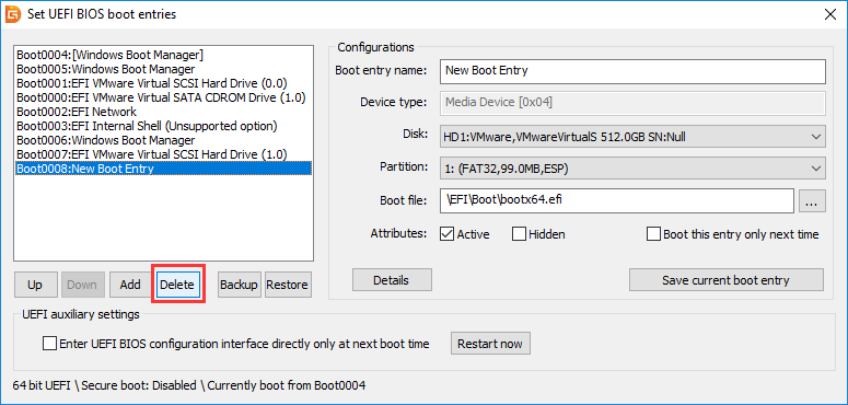 manage EFI/UEFI boot options from Windows