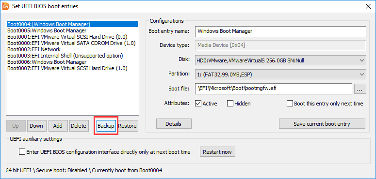 manage EFI/UEFI boot options from Windows