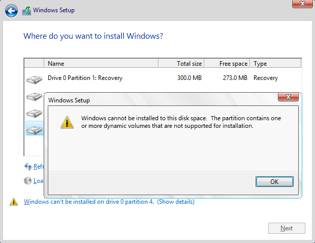 Windows cannot be installed to this disk